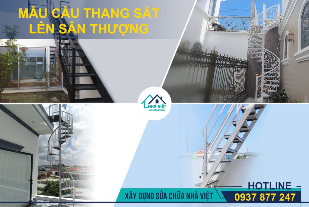 Cầu thang sắt lên sân thượng