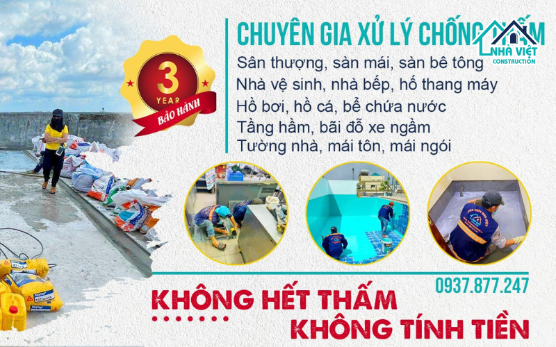 Nhà Việt Group - đơn vị thi công sửa nhà chống thấm dột sân thượng, tường, bể nước uy tín