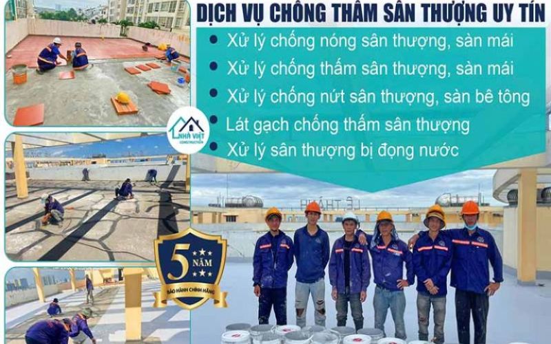 Đơn vị thi công chống thấm sân thượng không cần đục gạch chuyên nghiệp