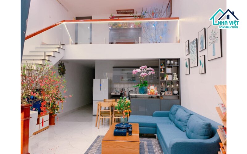 Mẫu nhà 1 trệt 1 lửng 1 lầu 5x15 4 phòng ngủ