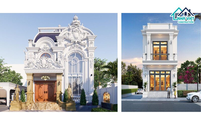 Mẫu nhà 1 trệt 1 lửng 1 lầu 5x15 tân cổ điển