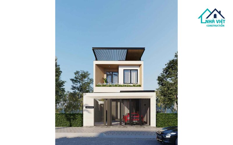 Mẫu nhà 1 trệt 1 lửng 1 lầu 5x15 mái bằng